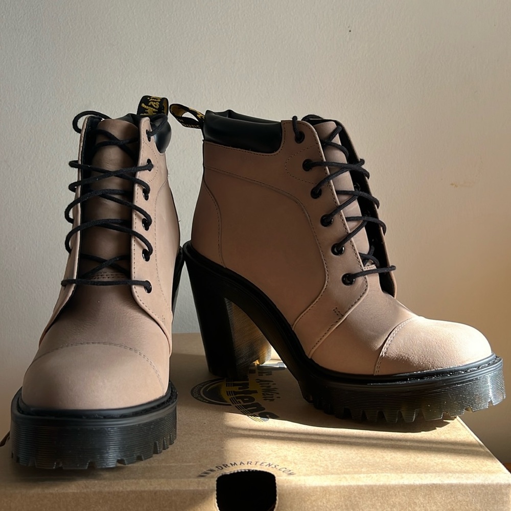 Dr. Martens Averil Suede Heeled Ankle Boots, Size 7